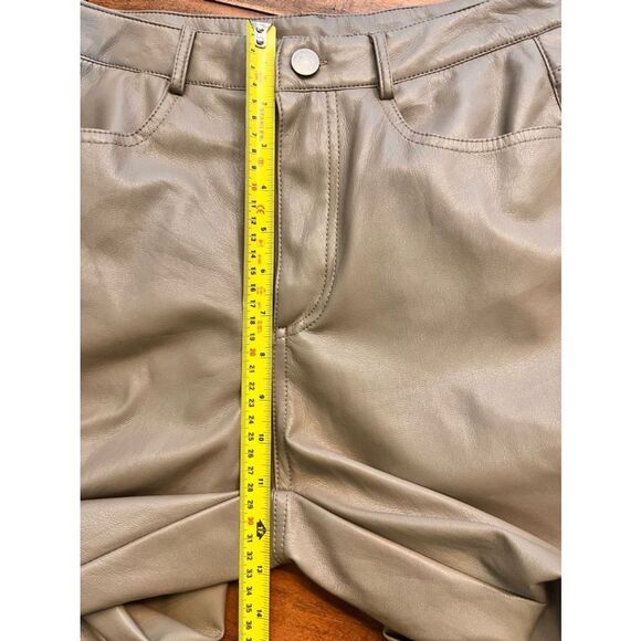 Black Tape Faux Leather Straight Leg Pants Taupe Small - Picture 10 of 12